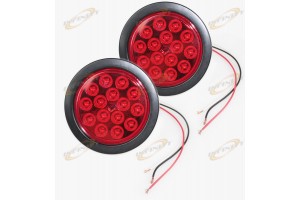 1 PAIR 4" Round 15 LED Signal Stop Turn Tail Light Flange Mount Kits 12v 24v